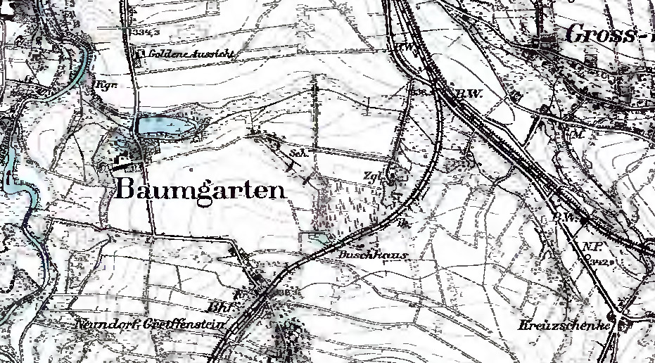 Baumgarten na mapie Gryfowa z 1887 roku